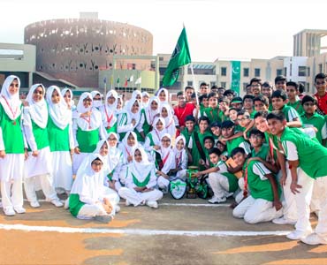 Students celebrating victory best Cambridge school in Karachi